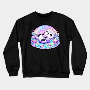 Holographic Otter Pastel Goth Kawaii Cute Chibi Pink Crewneck Sweatshirt